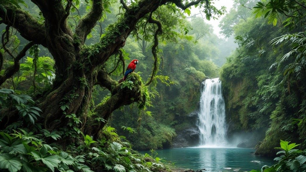 Majestic Ayahuasca Plant Thrives in Lush Rainforest with Sca...
