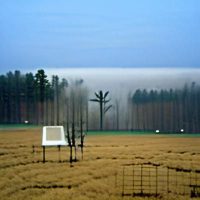 Eerie Fog Blankets Empty Field and Distant Forest