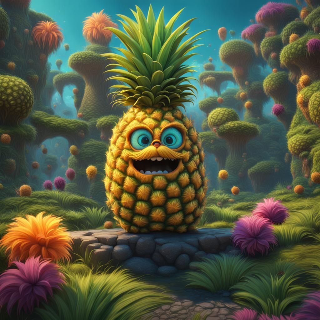 Pineapple Lorax in Detailed Matte Painting Style