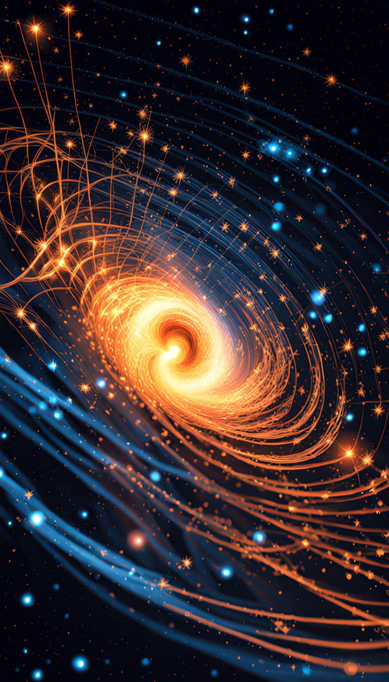 Black Hole Spaghettification of Star System as Digital Art