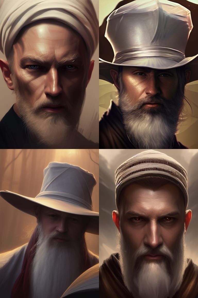 White Wizard Portrait in Dark Fantasy Style