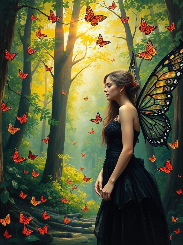 Fairy in Forest, Neo-Impressionist Expressionist Style