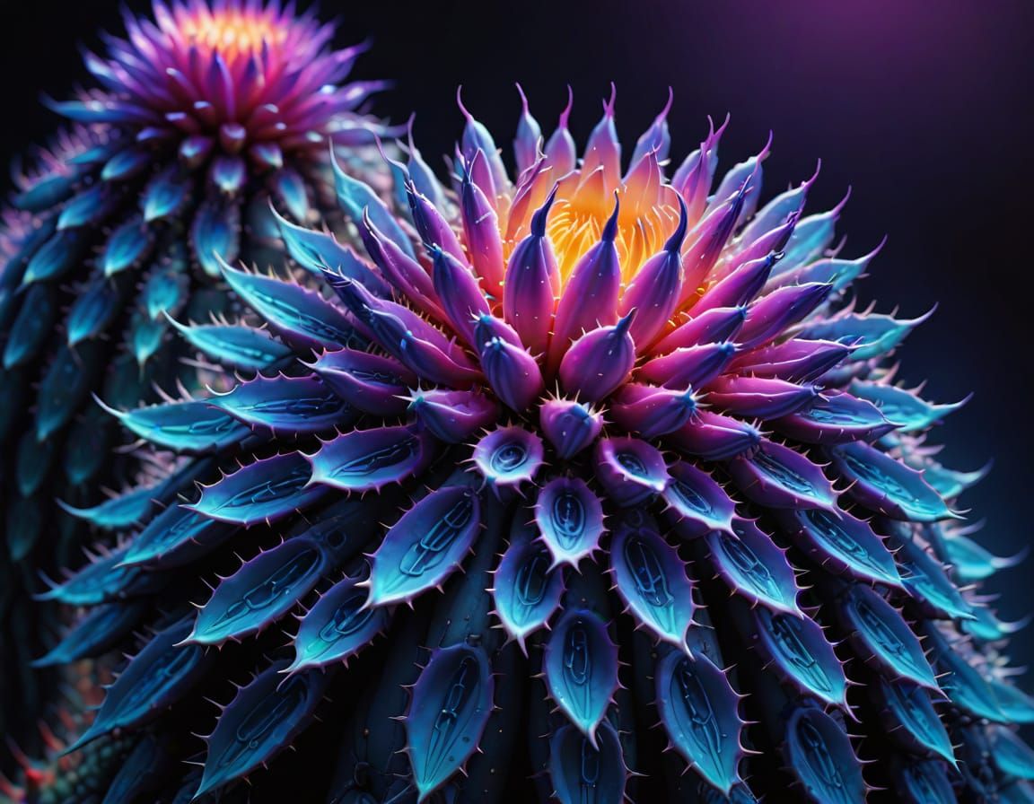 Glowing Alien Cacti in Surreal Oil Painting