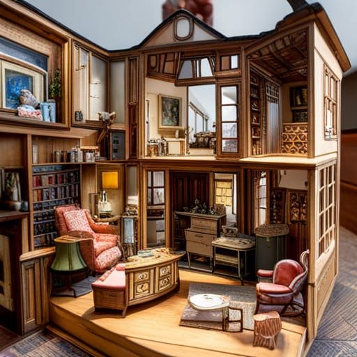 Detailed Dollhouse Interior Cutaway View