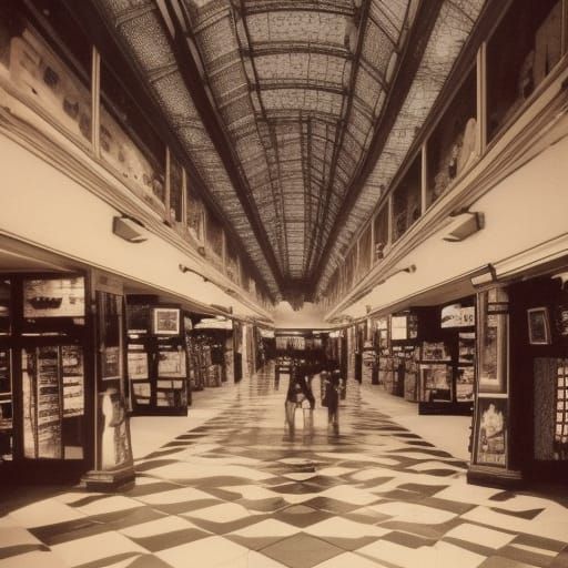 Atmospheric 1980s Mall Interior: Digital Matte Painting