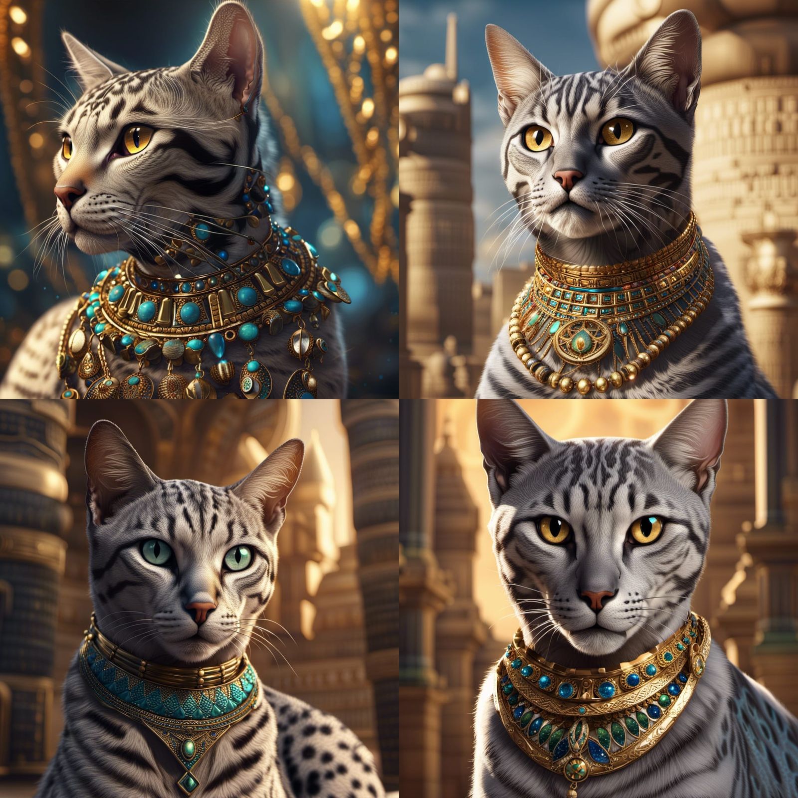 Jeweled Egyptian Mau Cat Fantasy Concept Art