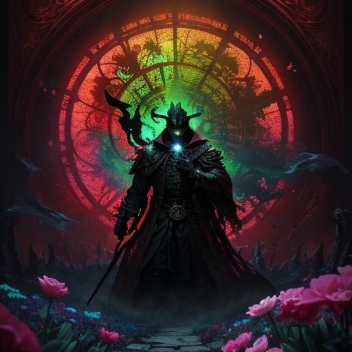 Demon in Hell's Spring, Dark Fantasy Art