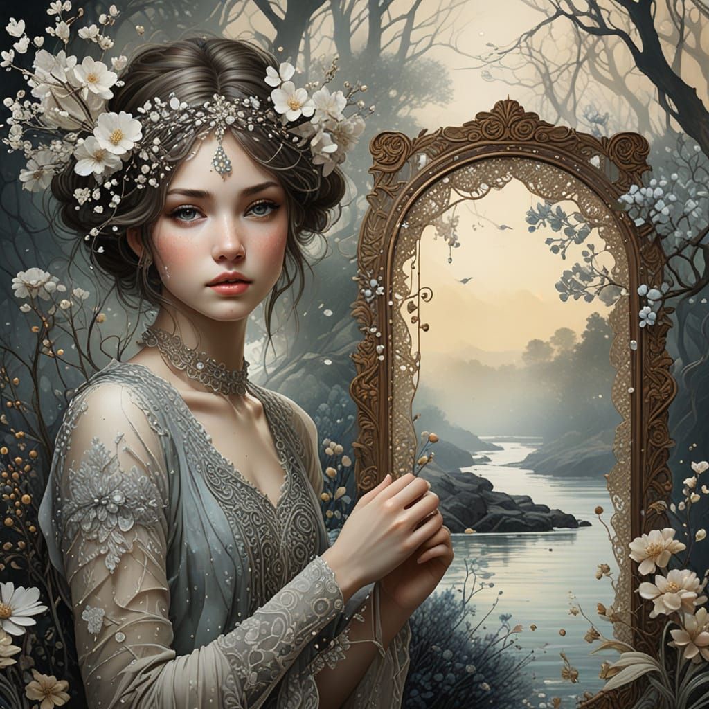 Ethereal Fairy Portrait with Floral Lace Details