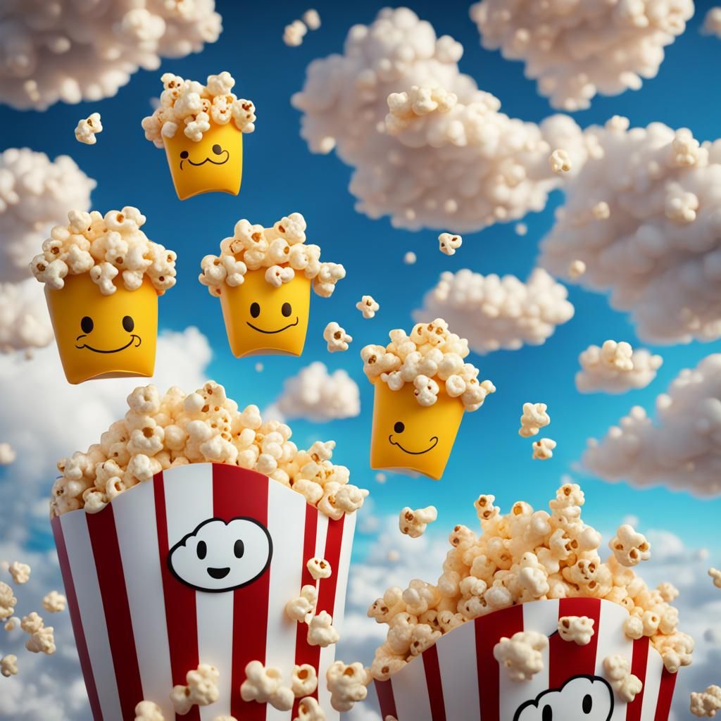 Popcorn Smiles Fly to the Clouds