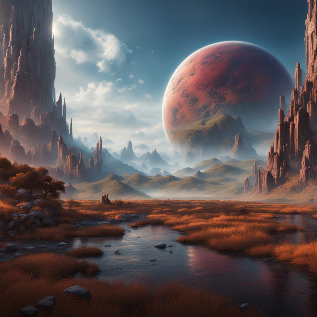 Nonviolent Earth: Detailed Matte Painting in Deep Color