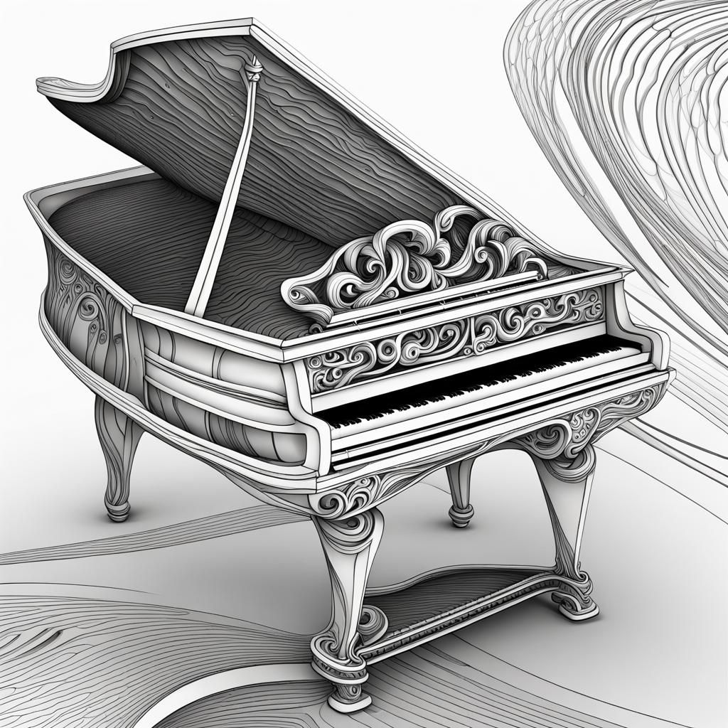 Abstract Harpsichord with Vector Fractal Design