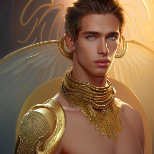 Ethereal Angelic Model with Gold Accessories
