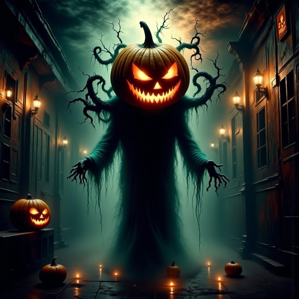 Scary Pumpkin Chasing Ducks in School Hallway