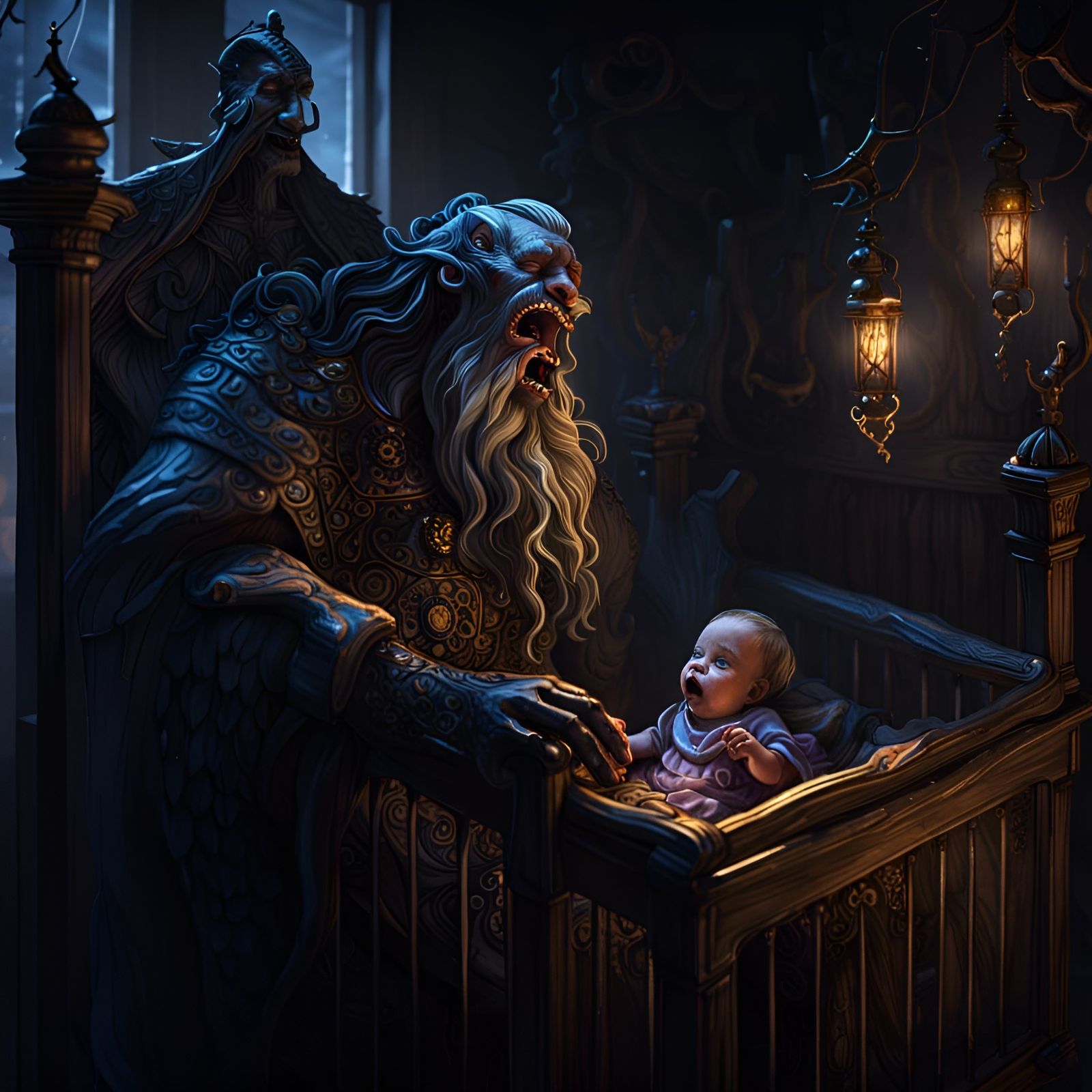 Wainamoinen Singing Lullaby: Dark Fantasy Concept Art