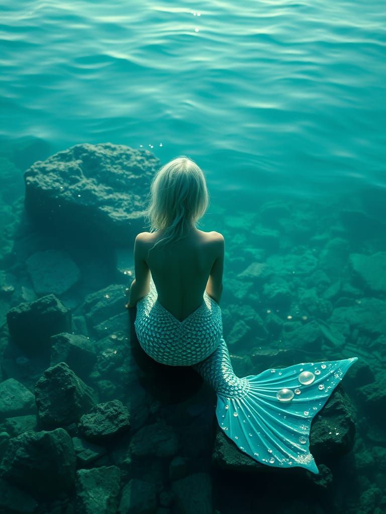 Ethereal Mermaid on Ocean Floor