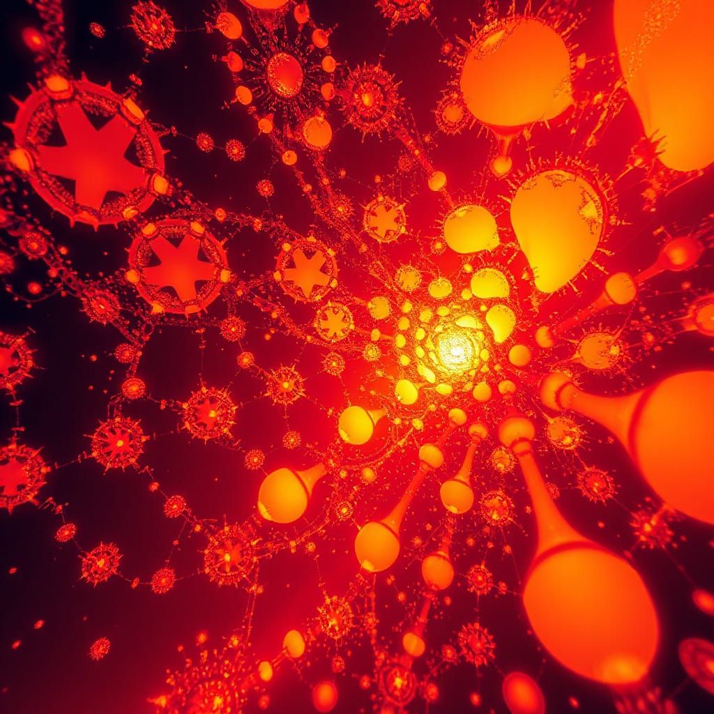 Psychedelic Fractals Radiate Light in Warm Hues