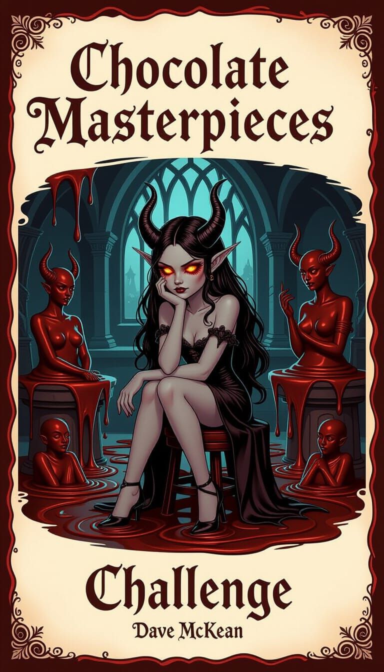 Chocolate Demon Girl in Gothic Chamber
