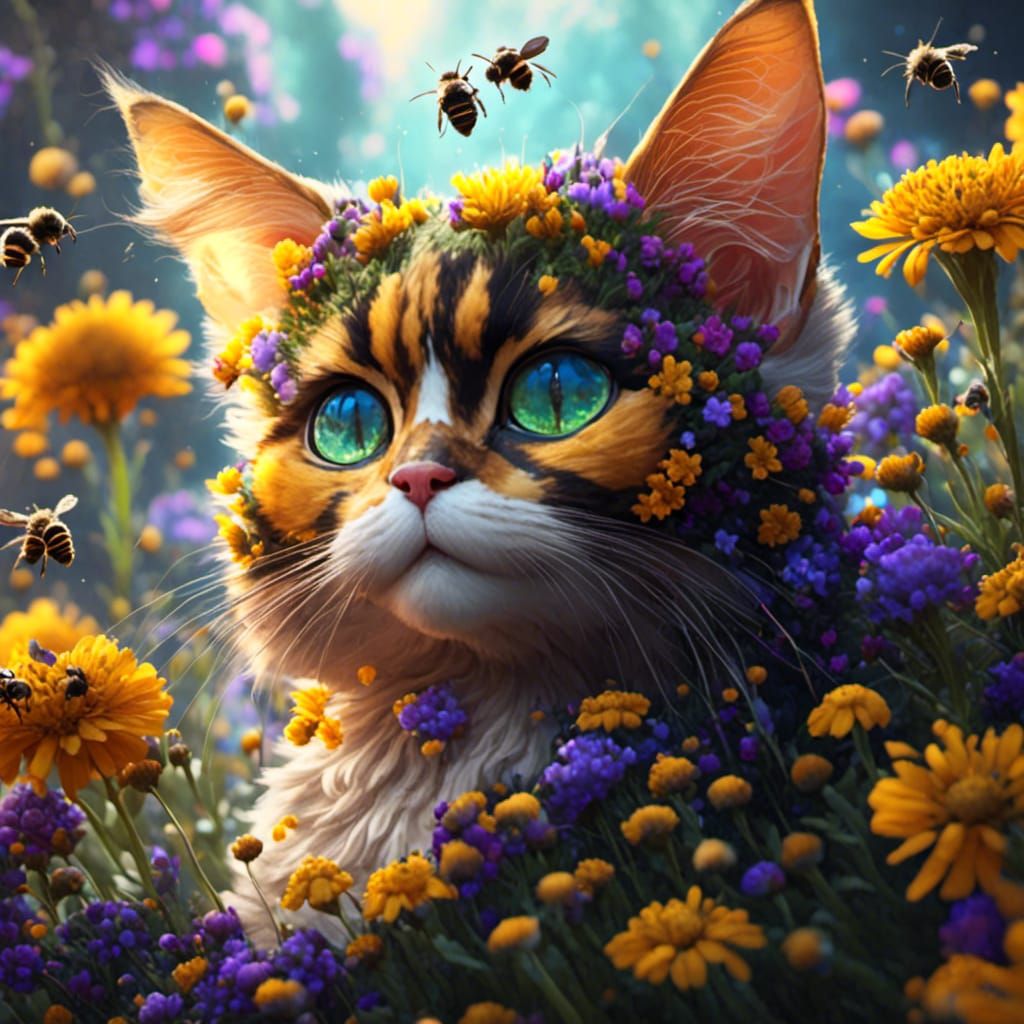 Hyperrealistic Fantasy Creature in Splendid Complementary Co...