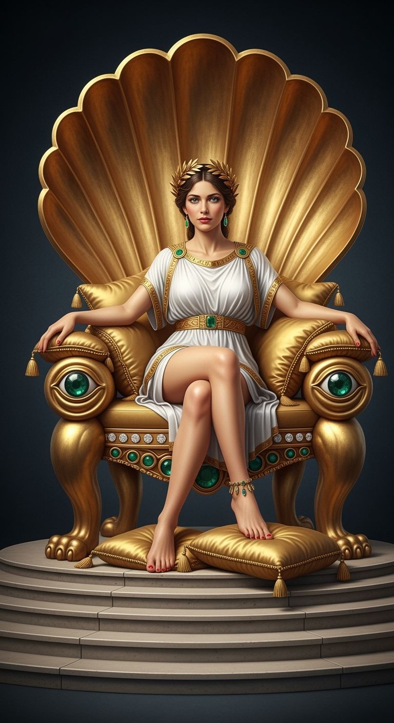 Roman Empress on Seashell Throne, Glamour Portrait
