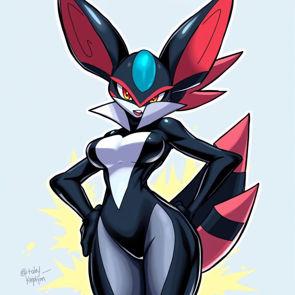 Feminine Lucario with Voluptuous Physique in Dynamic Comic B...