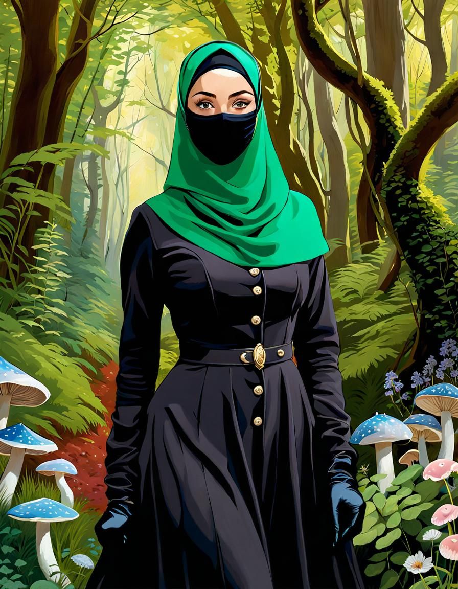 Mystic Forest Explorer in Guache Painting Style