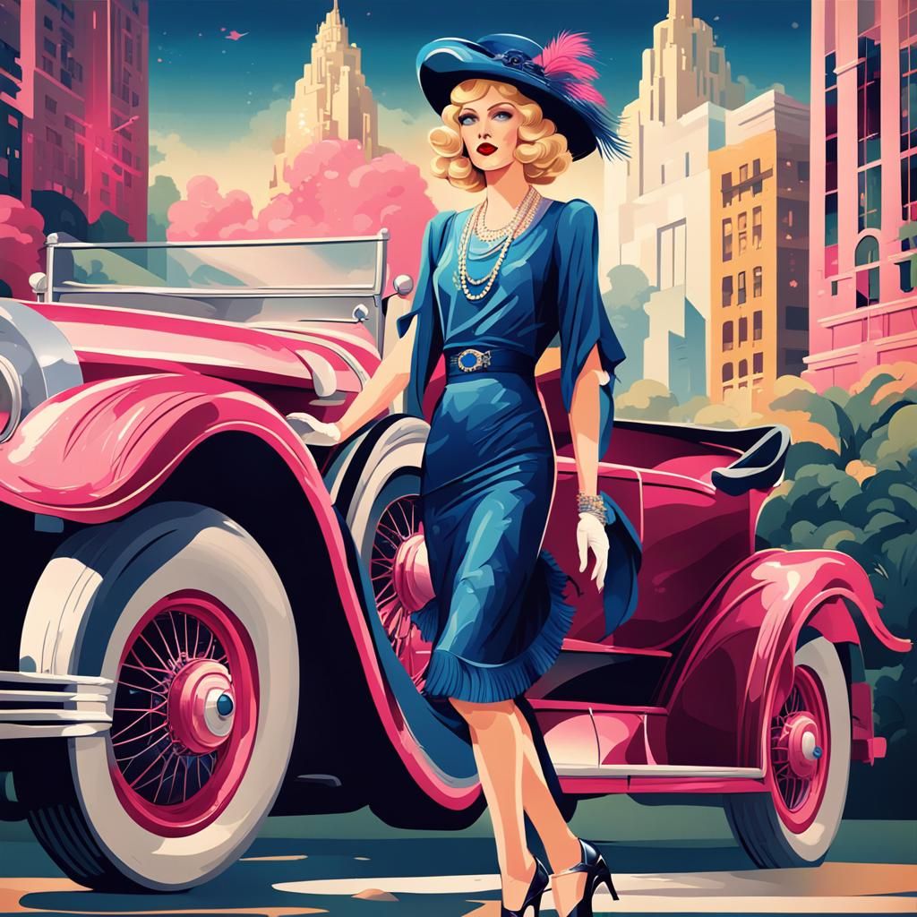 Art Deco Flapper Illustration in 1920s Style