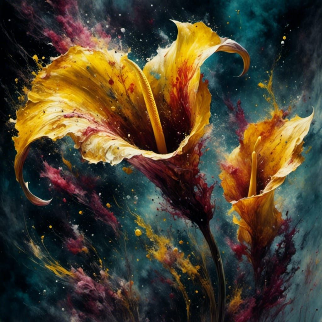 Ethereal Yellow Calla Lily Splash Art