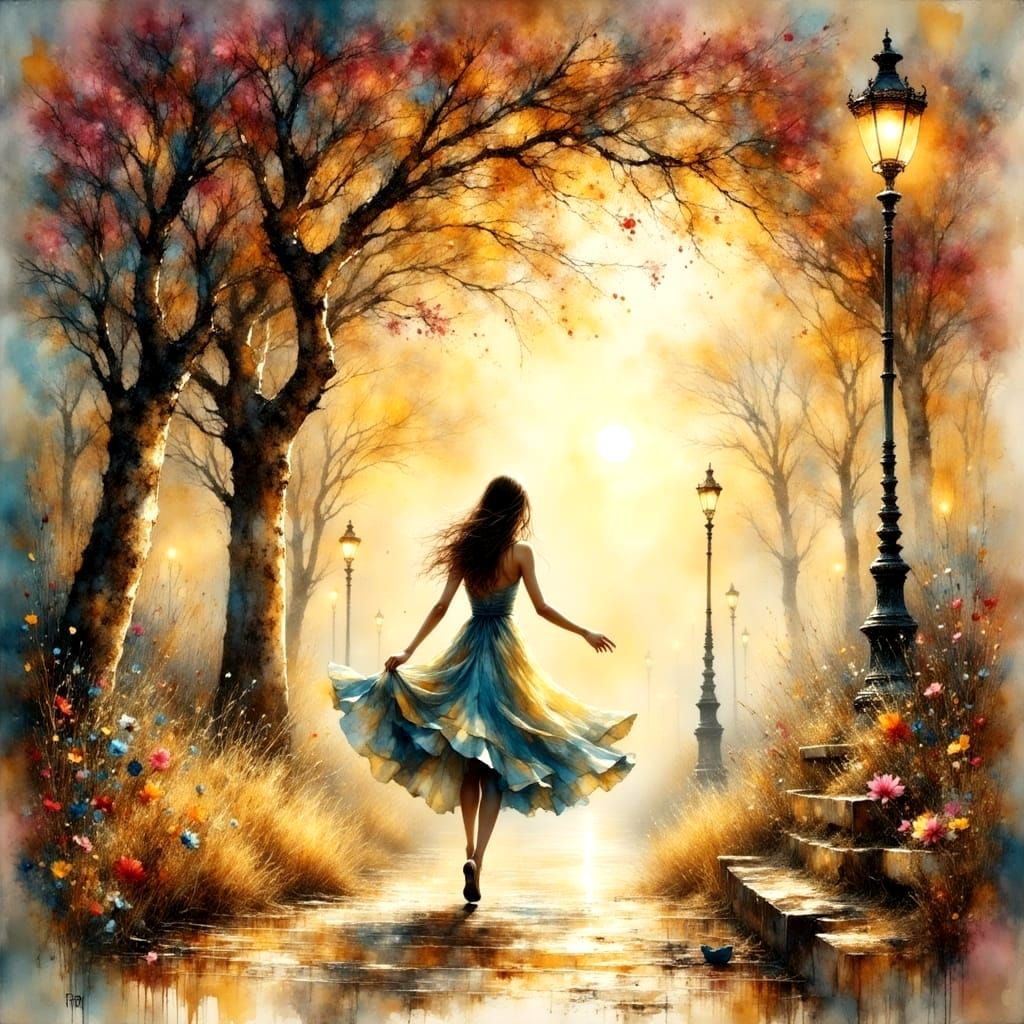 Whispers of a Blue-Jean Lady in Dreamy Ink Lines