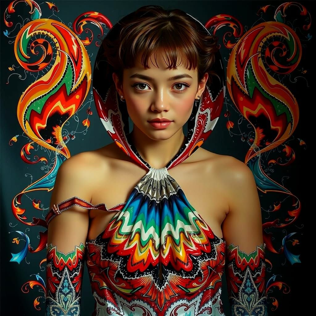 Abstract Swirling Gelato Colors with Bold Stripes