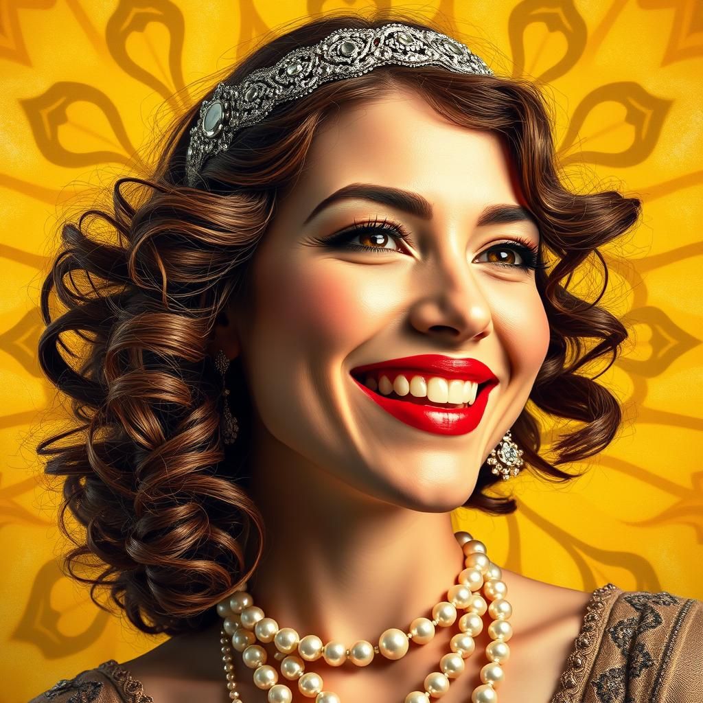 Radiant Woman in 1920s Style with Joyful Expression