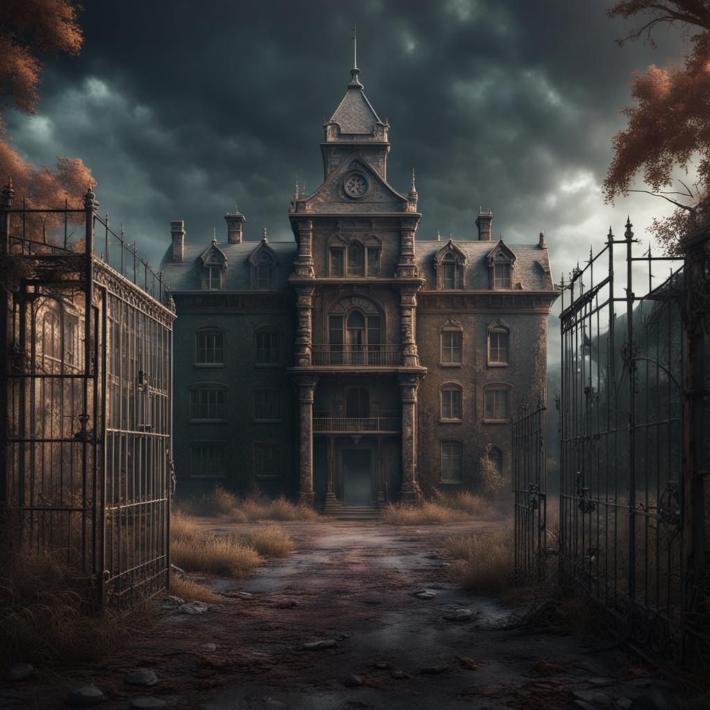 Detailed Matte Painting of a Lockdown Mental Asylum
