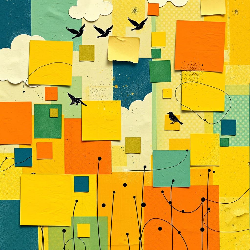 Vibrant Abstract Collage Celebrating Joy