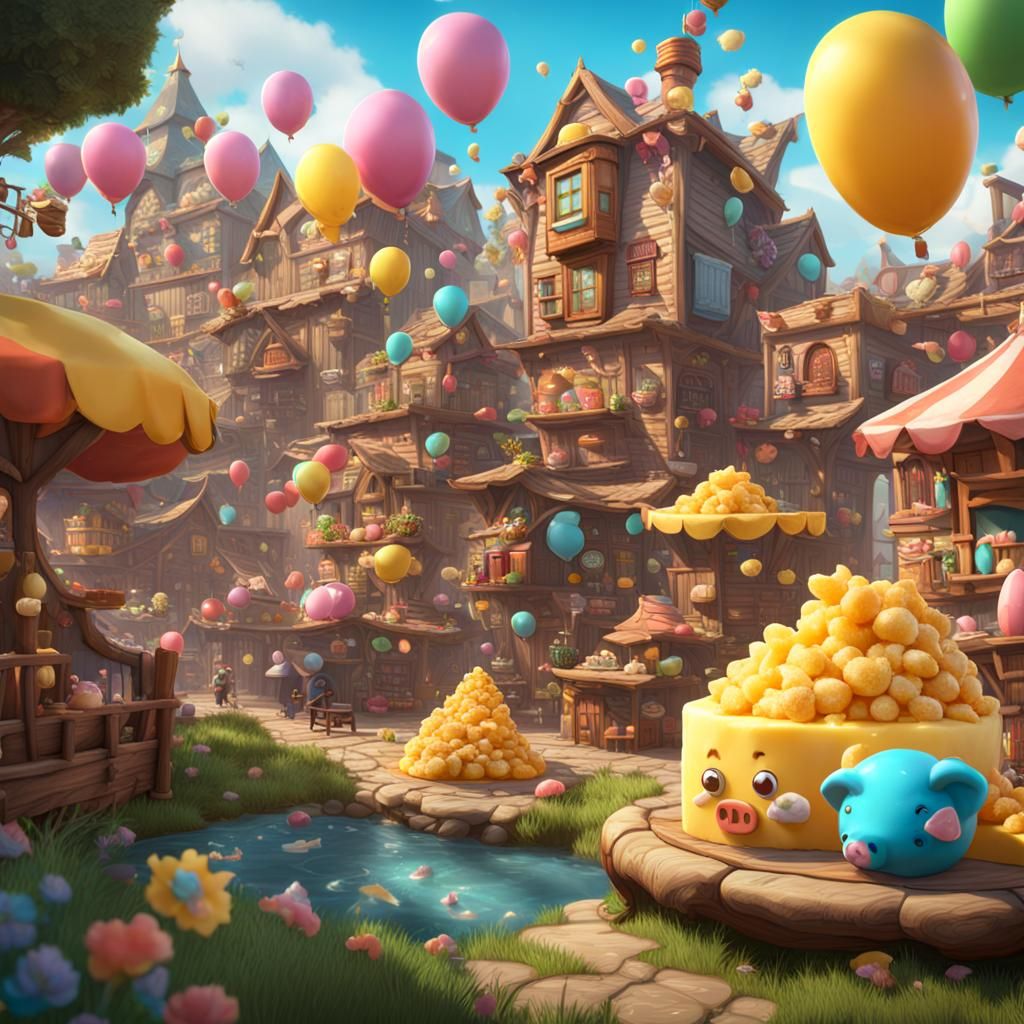Cheese Curds Party in Fantastical Matte Painting