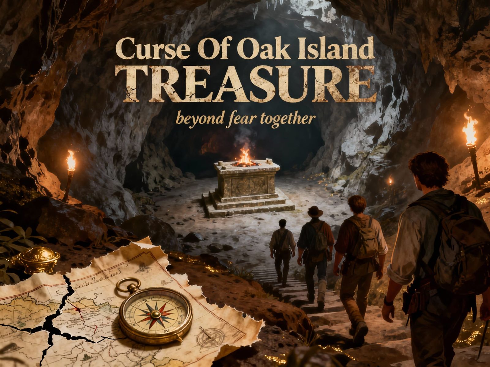 Treasure Seekers Explore Dark Caverns with Old Maps