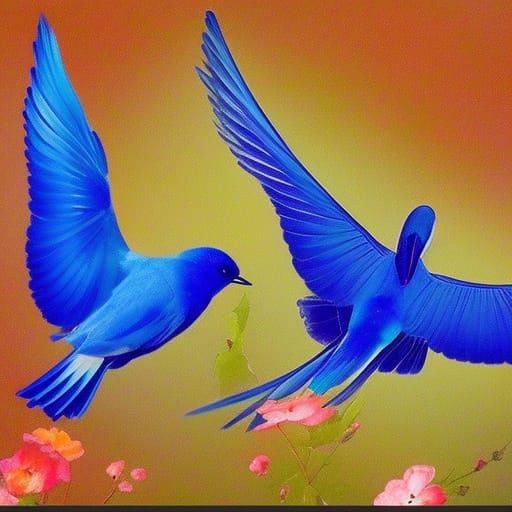 Abstract Bluebird in Expressionist Style