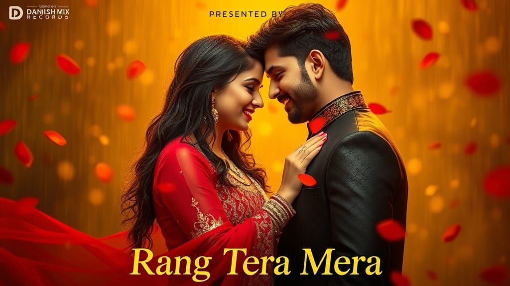 Romantic Indian Couple in Golden Rain