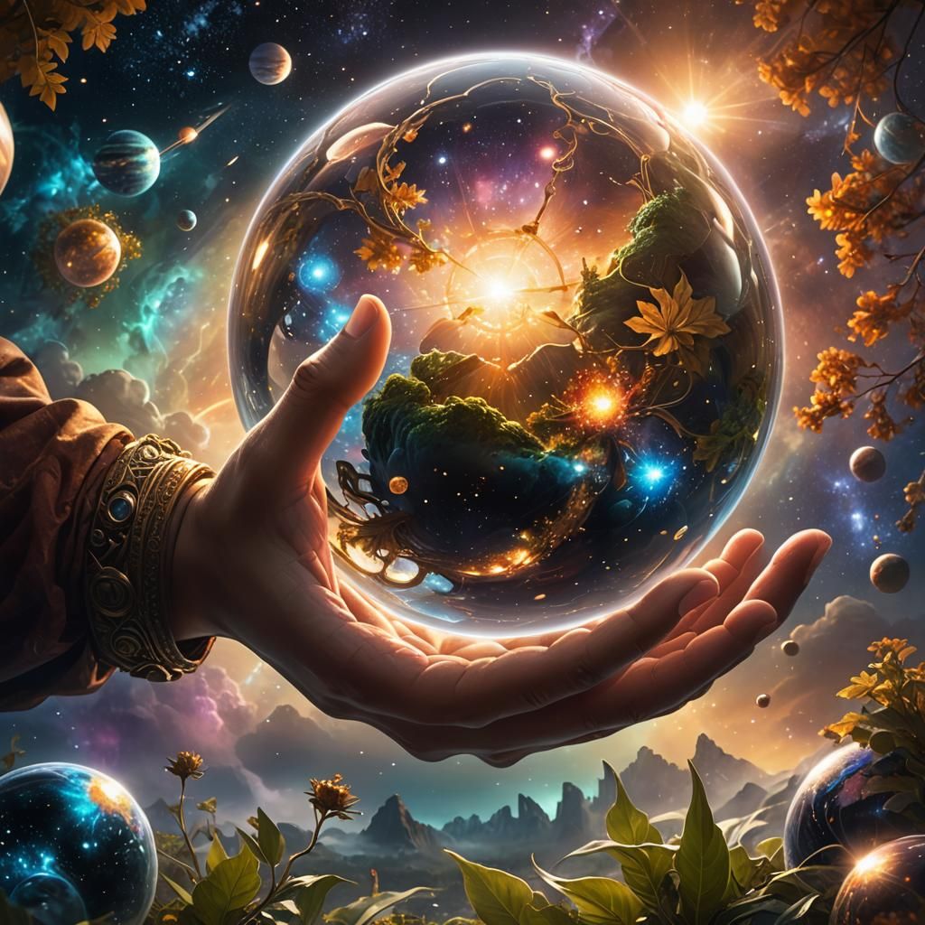 Hands Holding Universe: Fantasy Concept Art