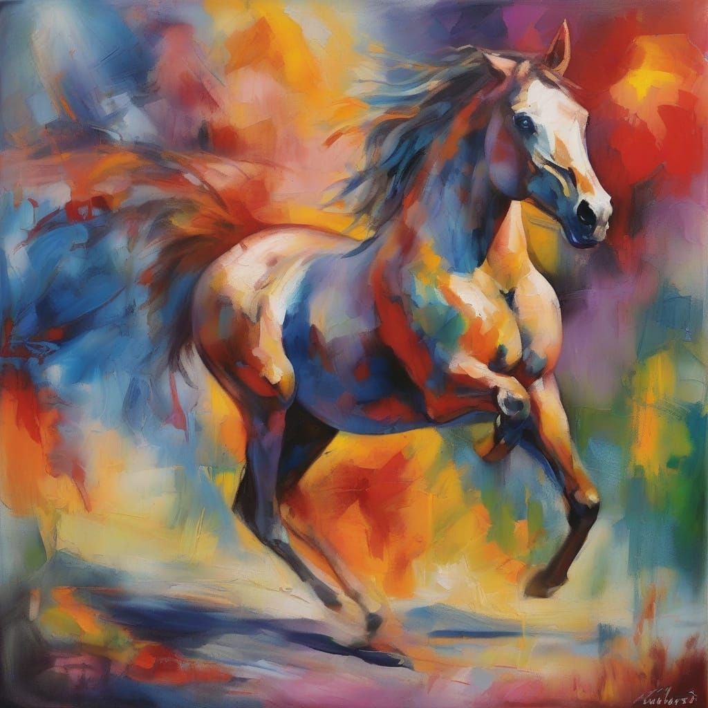 Hyperrealistic Horse in Vibrant, Dynamic Pose
