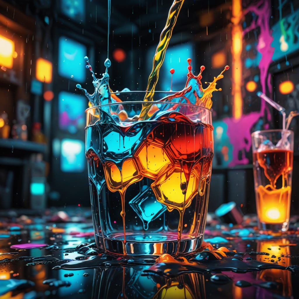 Ethereal Light Drink in Graffiti Art Style