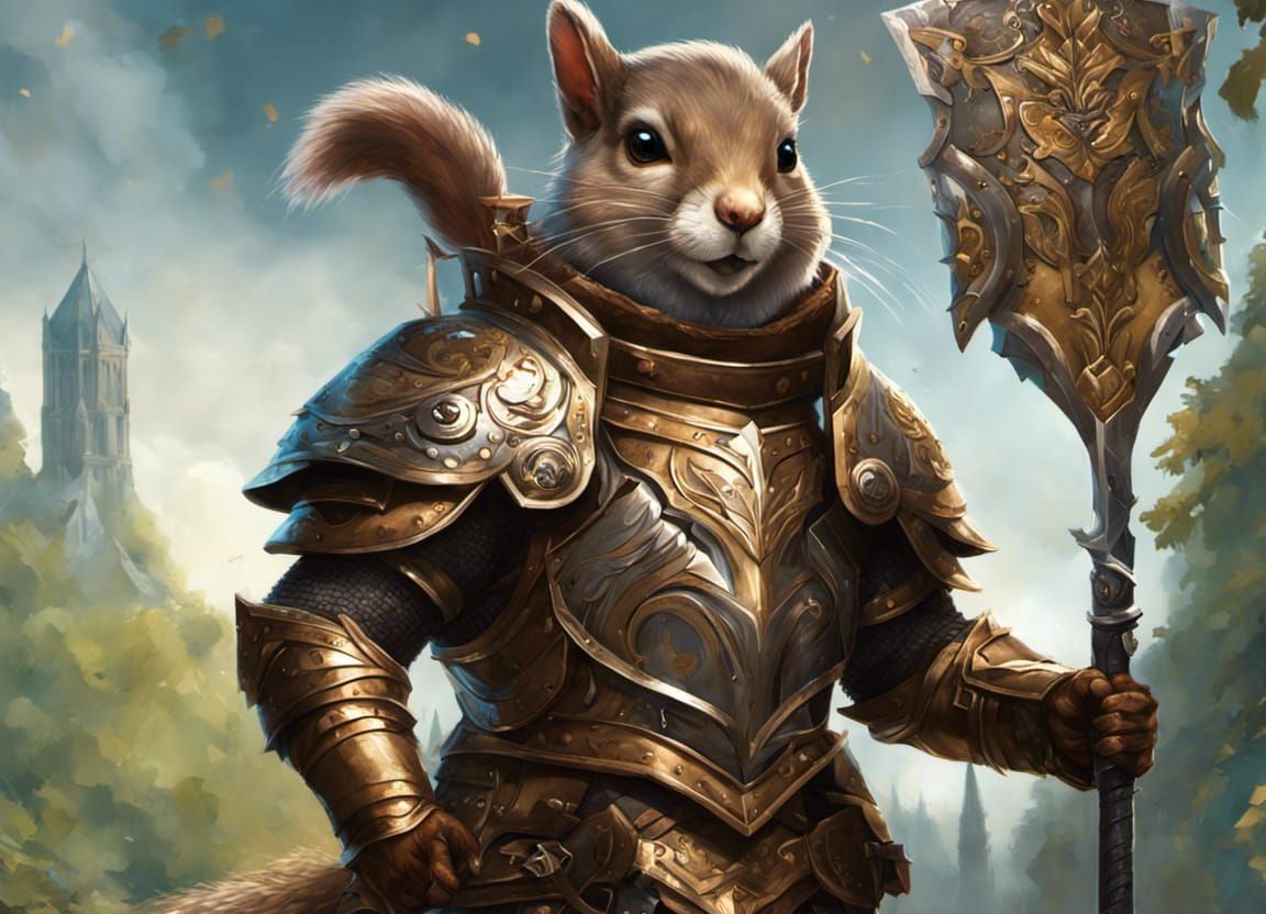 Squirrel Knight in Epic Fantasy Armor