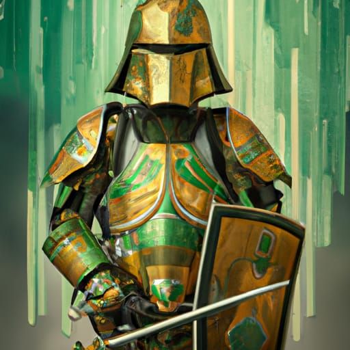 Golden Armored Warrior: Epic Digital Matte Painting