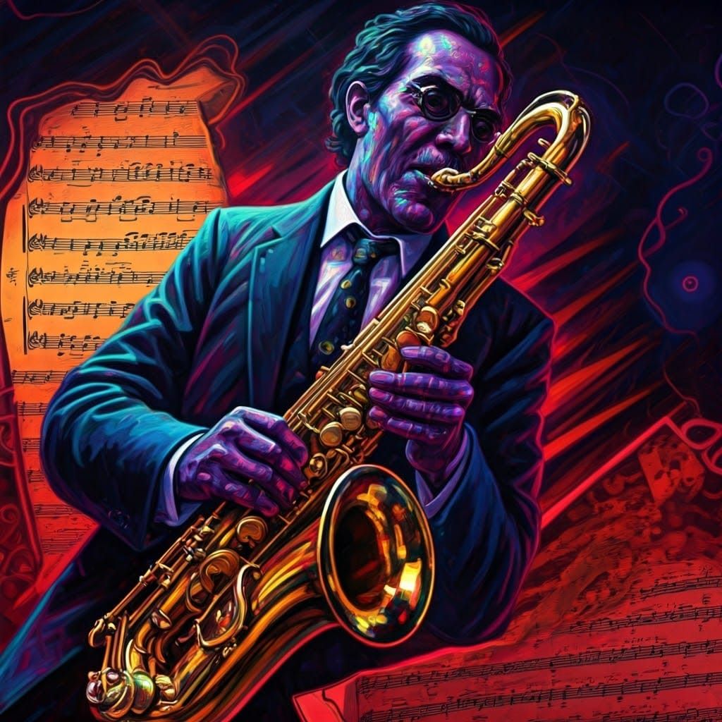 Fluorescent Sheet Music in Art Nouveau Style