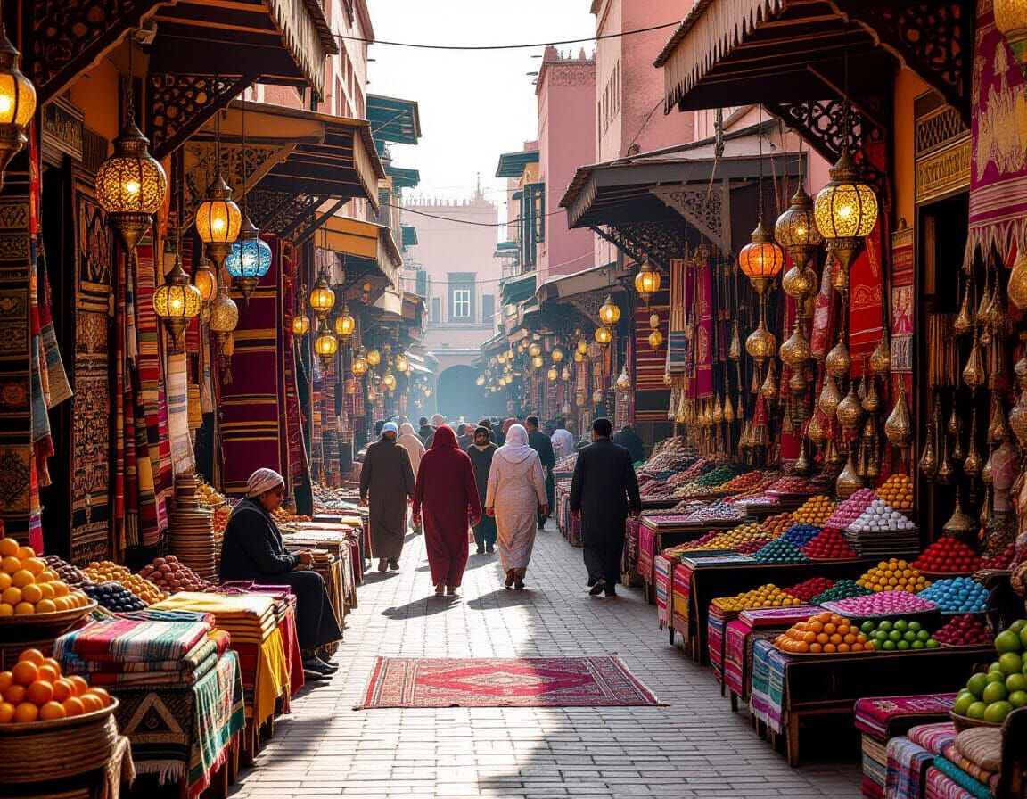 Marrakech Marketplace: A Vibrant Cinematic Film Still