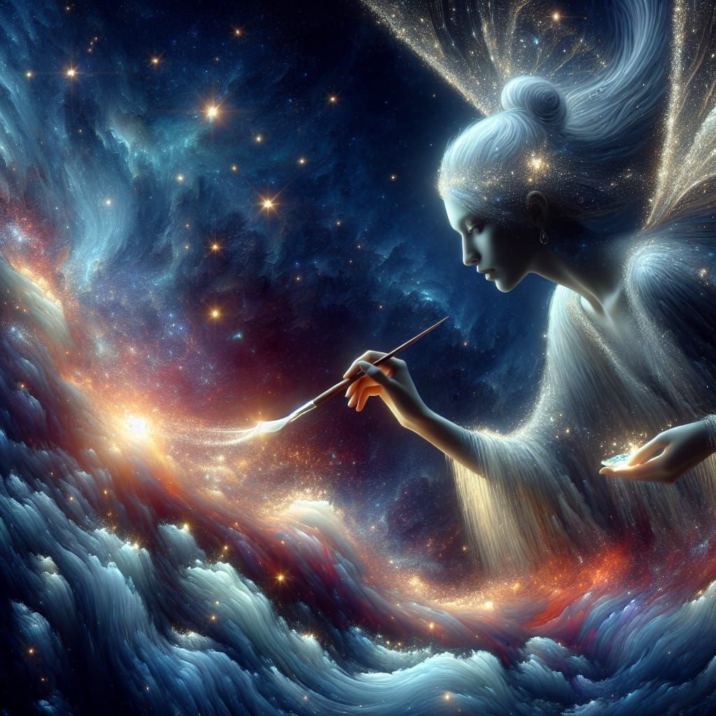 Celestial Being Paints Stars on Velvet Sky