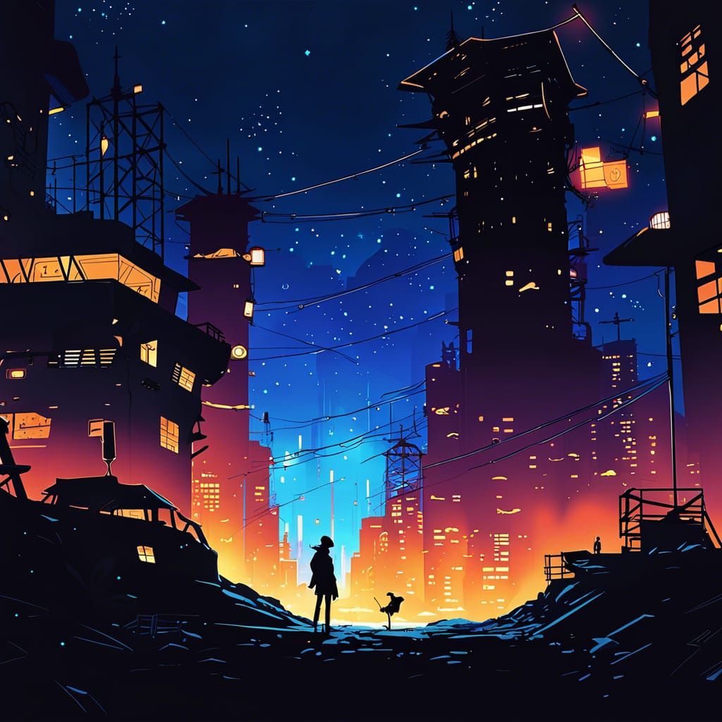 Neon Cyberpunk Cityscape Vector Art