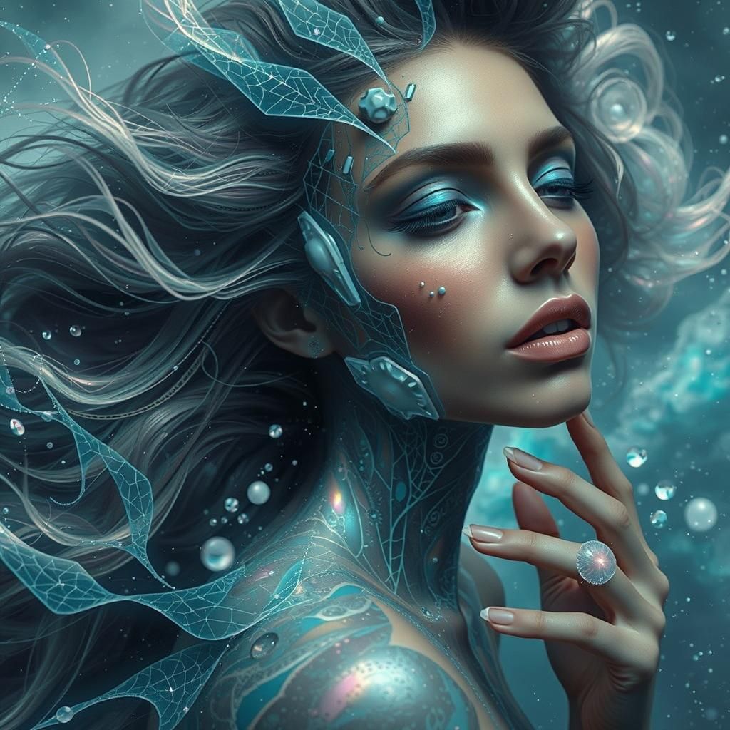 Ethereal Light Being in Stormy Skies