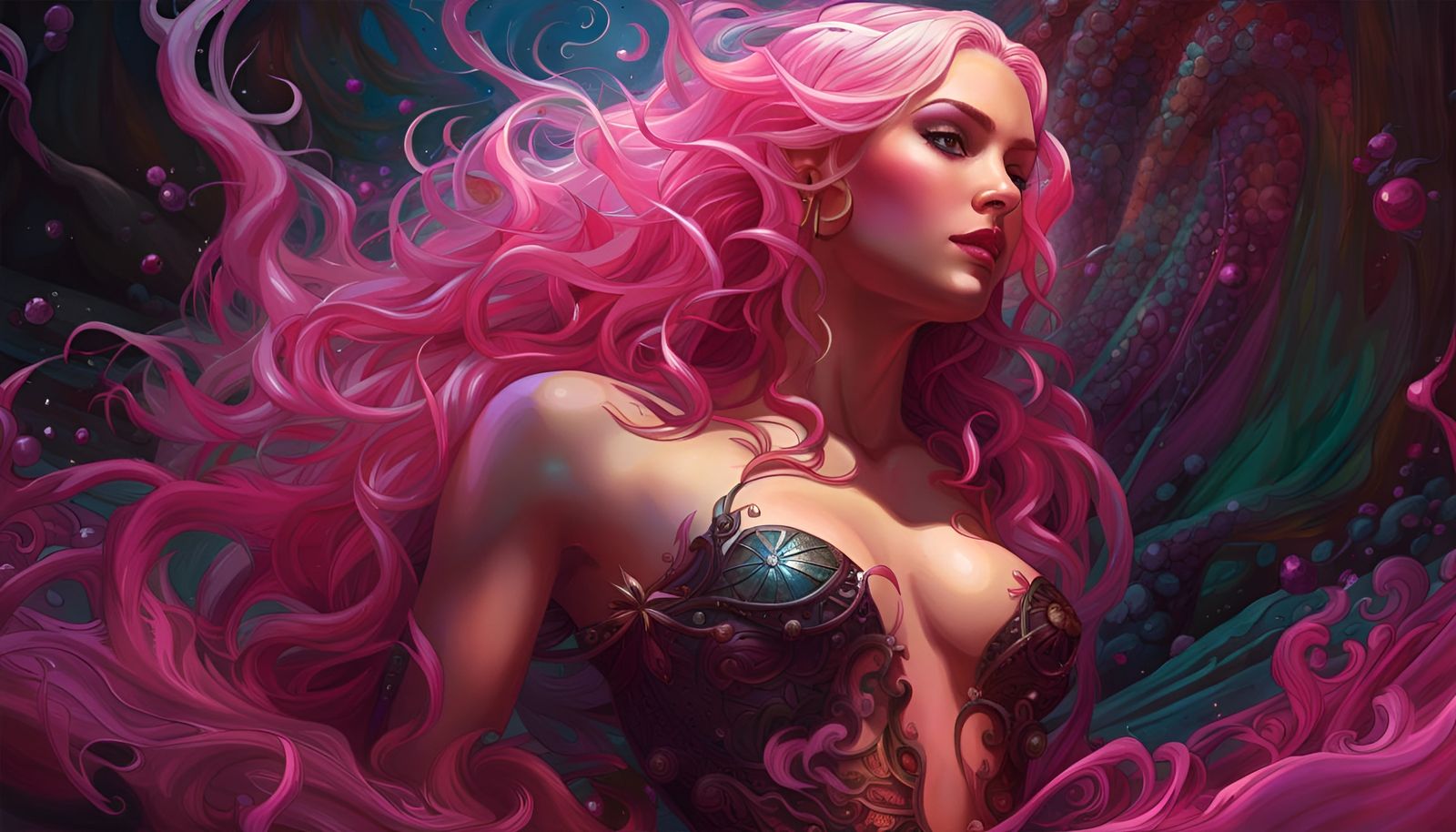 Demon Girl Made of Pink Goo: Dark Fantasy Art