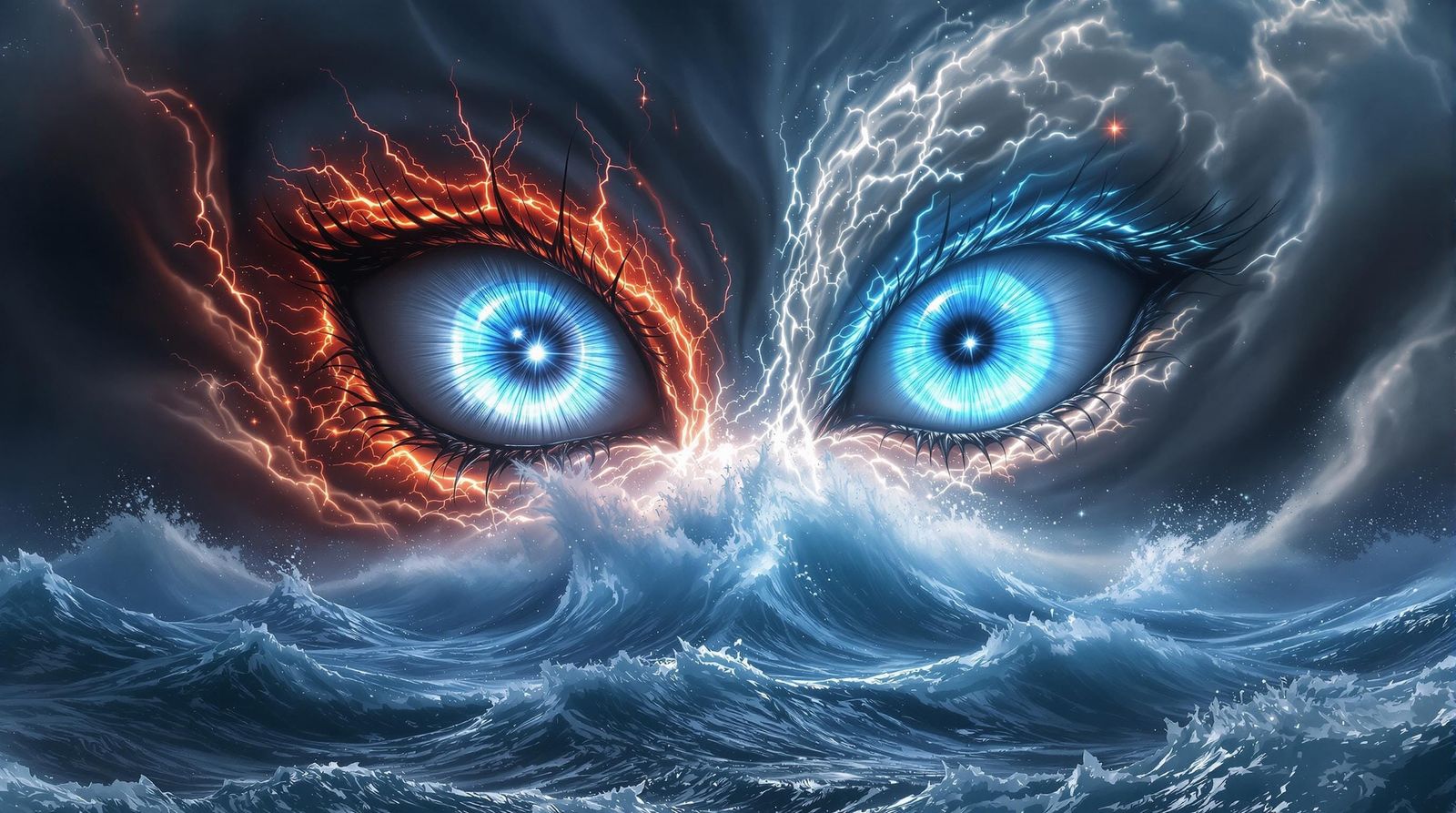 Cosmic Confrontation: Ethereal Azure vs. Malevolent Crimson