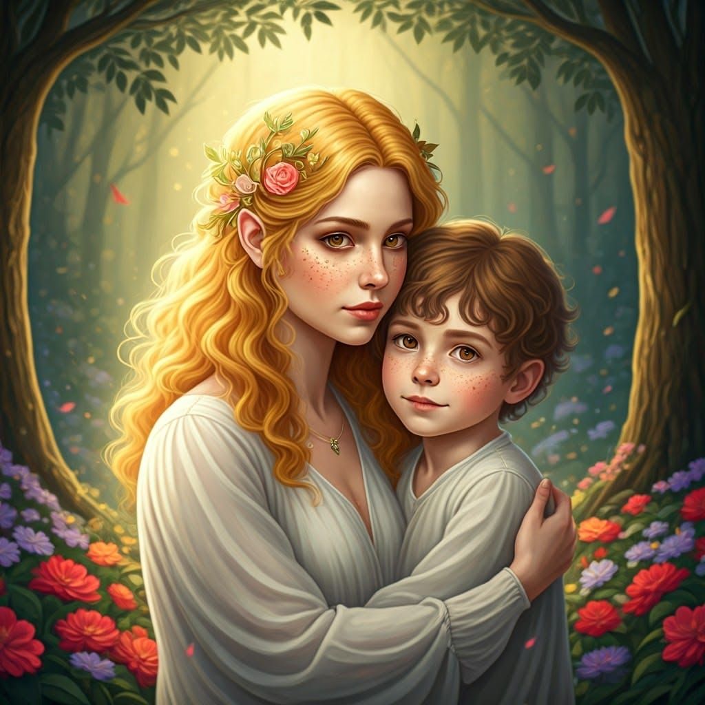 Whimsical Spring Goddess Connects with Her Son in Enchanted ...