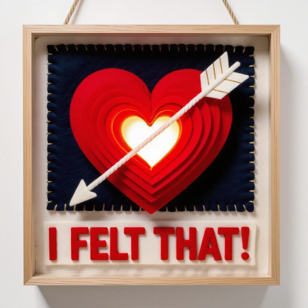 Conceptual Felt Heart Art with Arrow